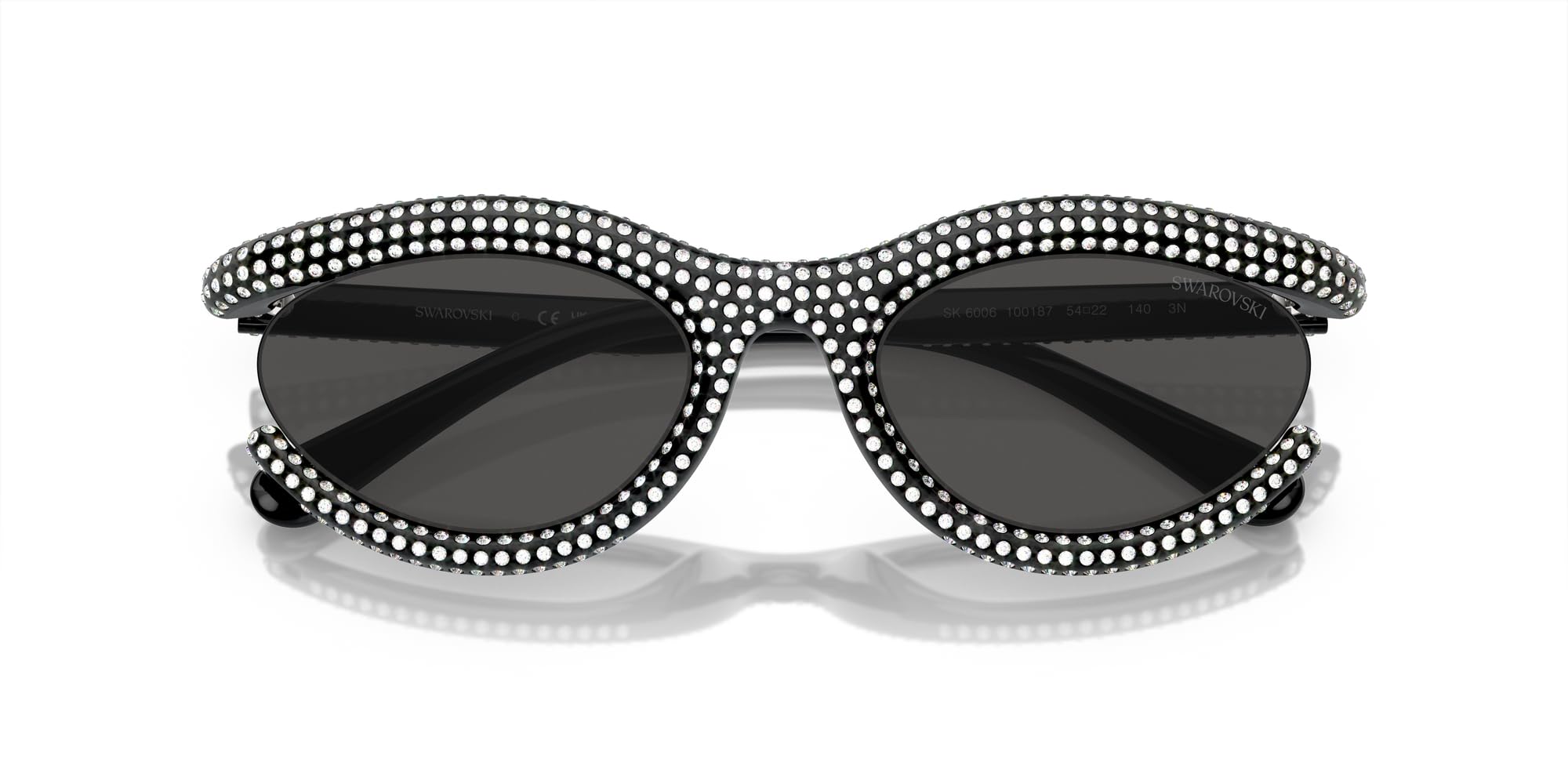 Amazon.com: Swarovski SK6006 Sunglasses, Black/Dark Grey, 54