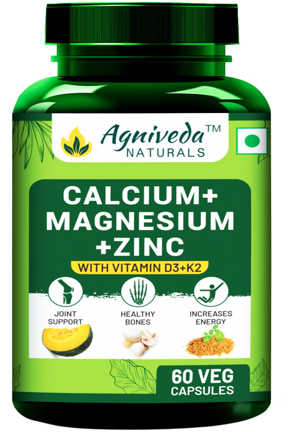 Agniveda Naturals Calcium Magnesium & Zinc Caps with Vitamin D, Vitamin K2-MK7 & Vitamin B12 - Calcium Caps for Women & Men Bone Health & Joint Support - 60 Calcium (B0CVS35LVG) Amazon Price History, Amazon Price Tracker