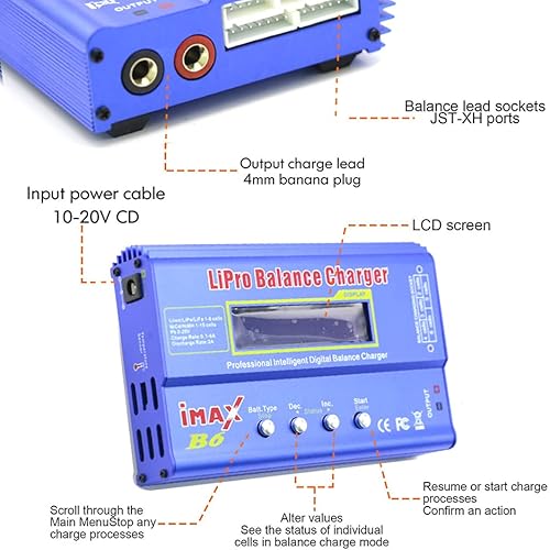 Miniatura 3 de IMAX B6 Cargador de Equilibrio de Batería Lipo de 80W Descargador de 6A, RC Hobby Lipo NiMh Li-ion Ni-Cd Cargador de Equilibrio Digital Lipro