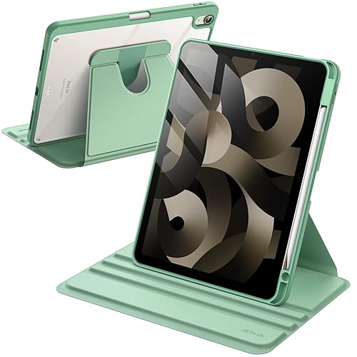 JETech Rotating Case for iPad Air 11-Inch M3/M2 (2025/2024), iPad Air 5/4 (2022/2020 5th/4th Generation 10.9-Inch), 360 Degree Rotation Protective Stand Cover Clear Back, Auto Wake/Sleep (Green) - Green