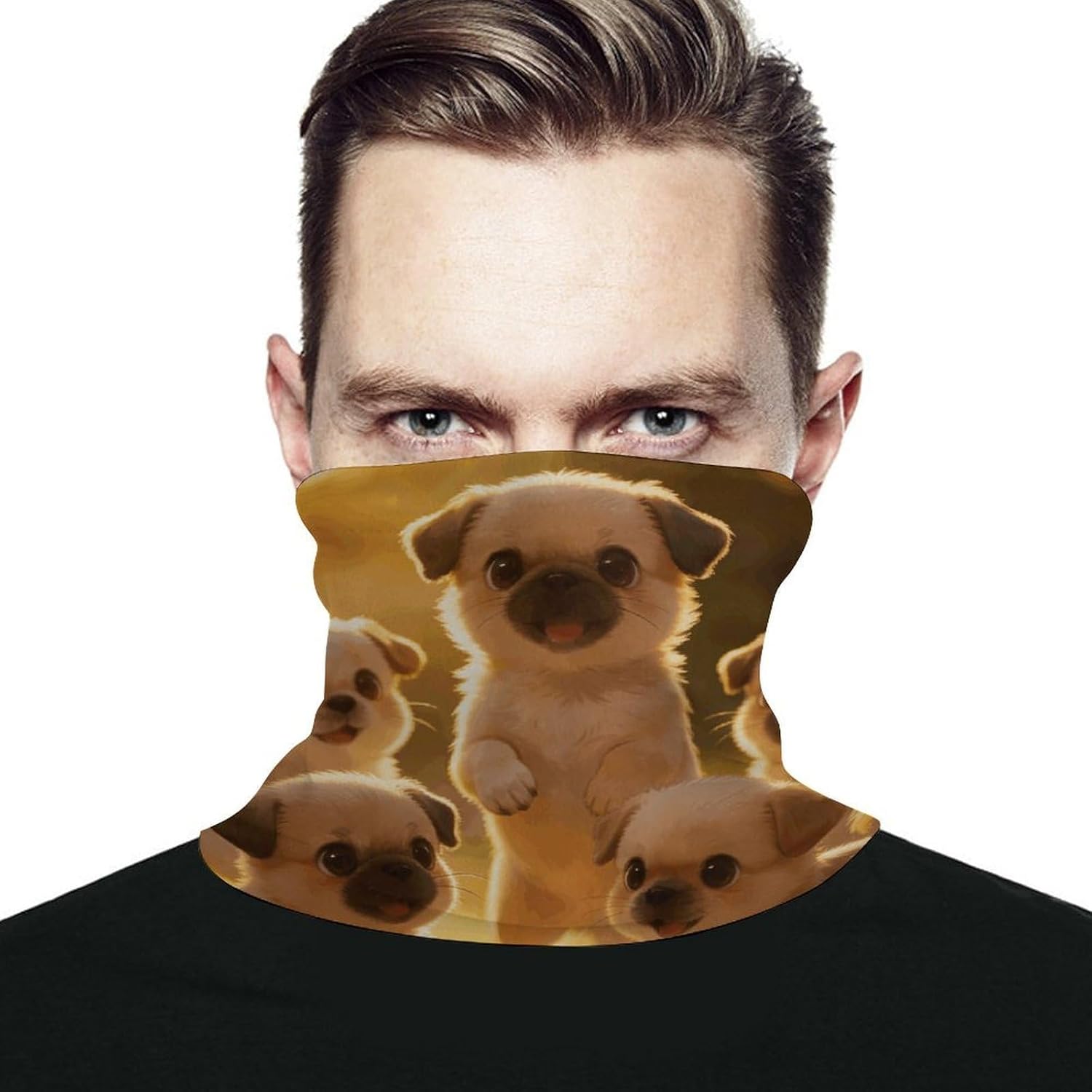 Cute Dogs Neck Gaiter Face Mask for Men And Women Breathable Dustproof Face Cover Scarf for Outdoor Sports Sun Protection Bandana for Fishing Hiking
