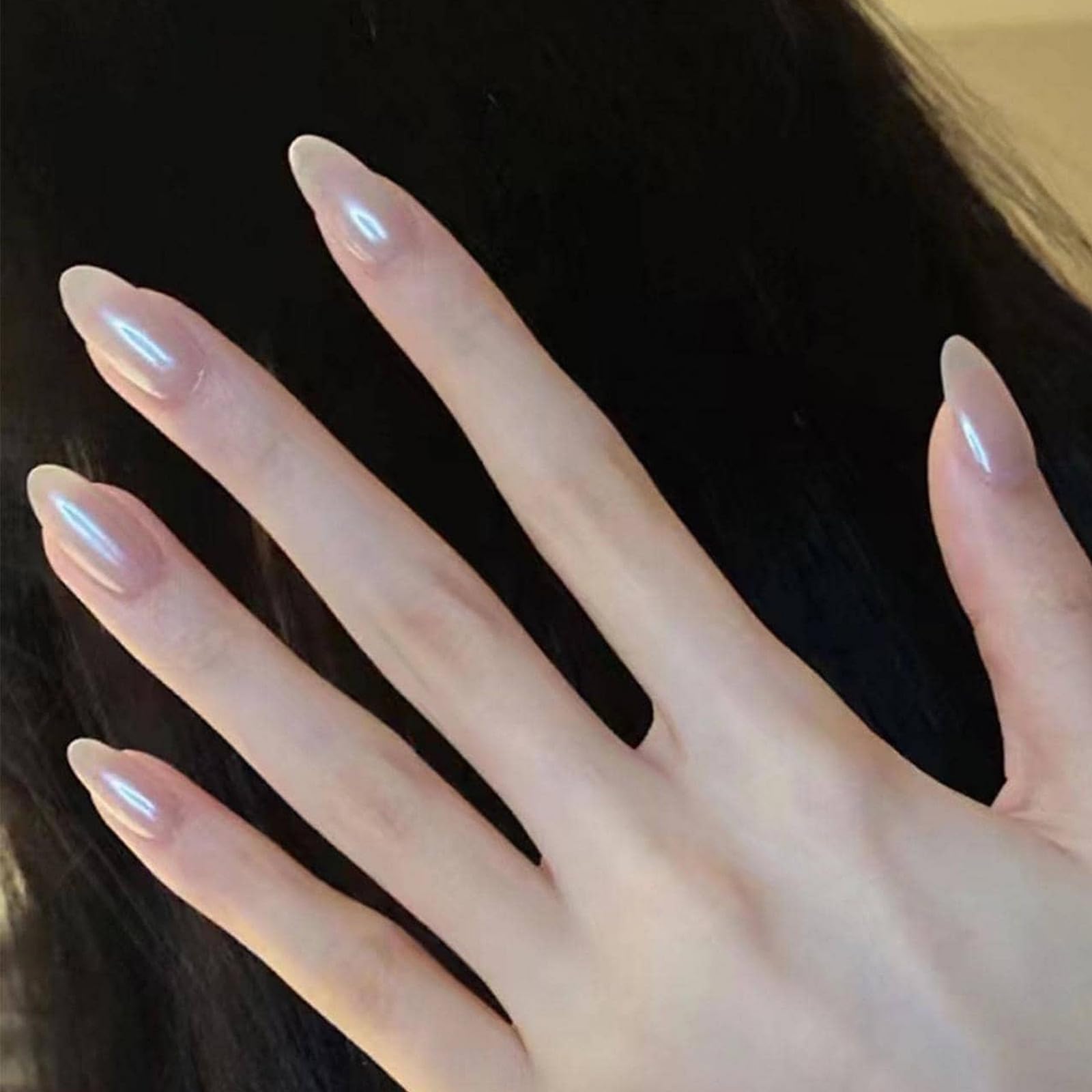 GZSYY Press on nails corto perla blanca uñas para pegar 24 Uñas artificiales uñas cortas uñas accesorios para uñas de gel