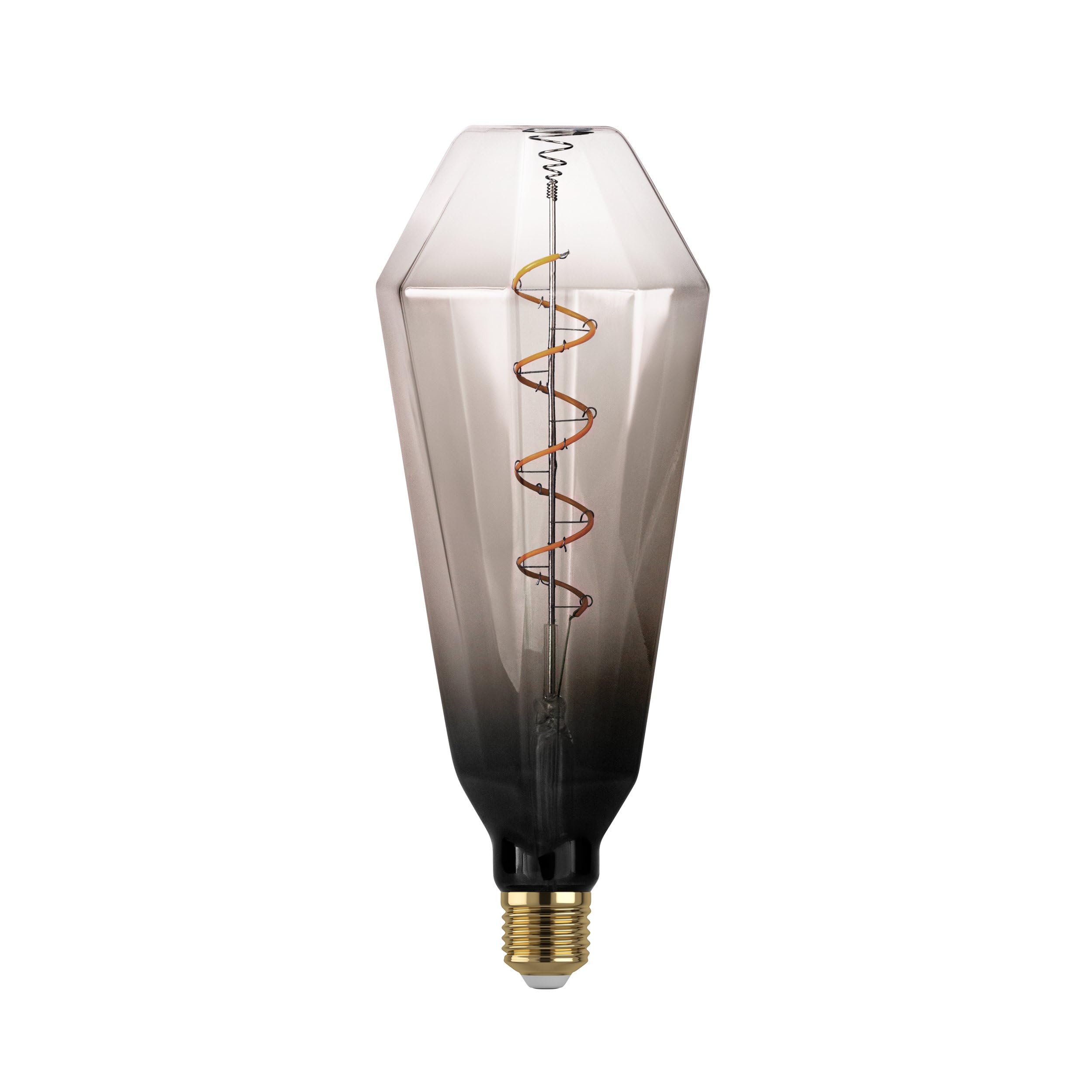 Eglo XXL E27 dimmable lamp, Spiral LED Retro Bulb Big Size, Extra-Large Vintage Decorative Light in Grey and Black, 4 watts, 110 lumens, Warm White, 1800 K, Length 24.5 cm