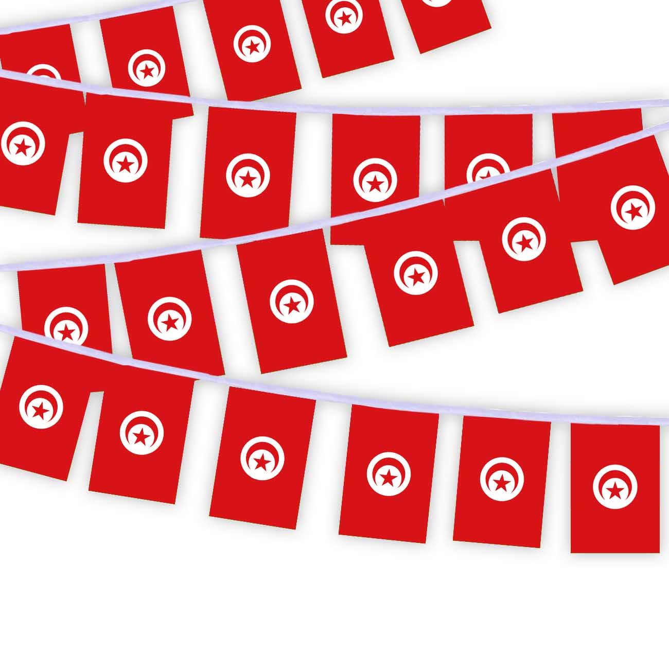 30 PCS Tunisia Flag String,32 FT Tunisian Decor Bunting,Decoration Banner for Outdoor Indoor Patio Yard Decor — image 1