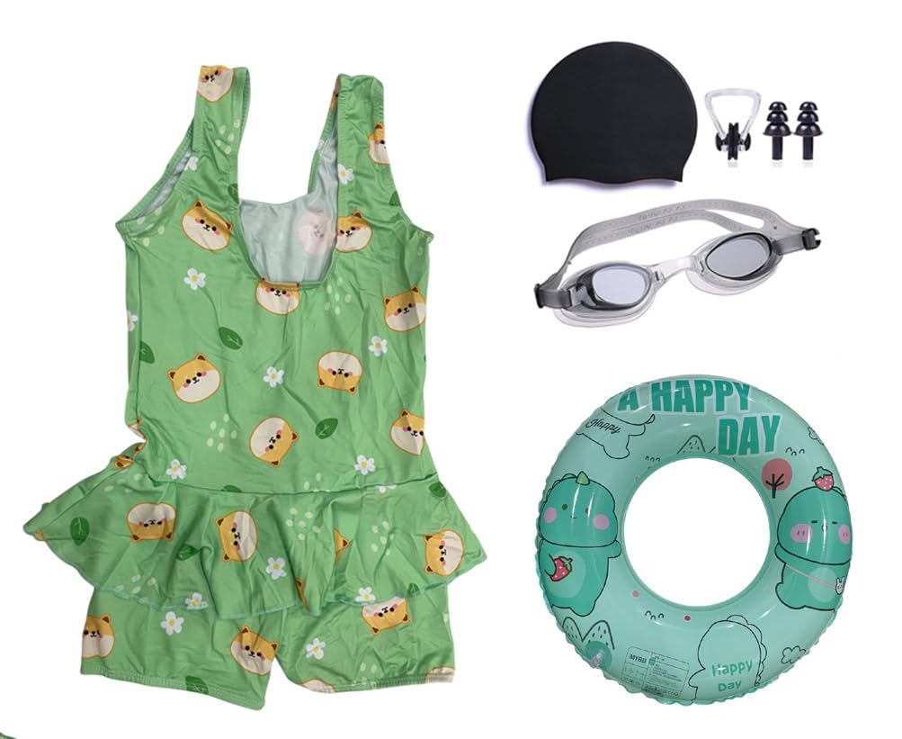 | Swimming Kit for Girls (Age 6-8 Years) with 1 Swimming Sleeveless Frock with 1 Anti Fog Swimming Goggles, Swimming Cap, 1 Nose Clip, 2 Ear Plugs, 1 Swimming Ring (Tube) for Girls | SC 100-image-26