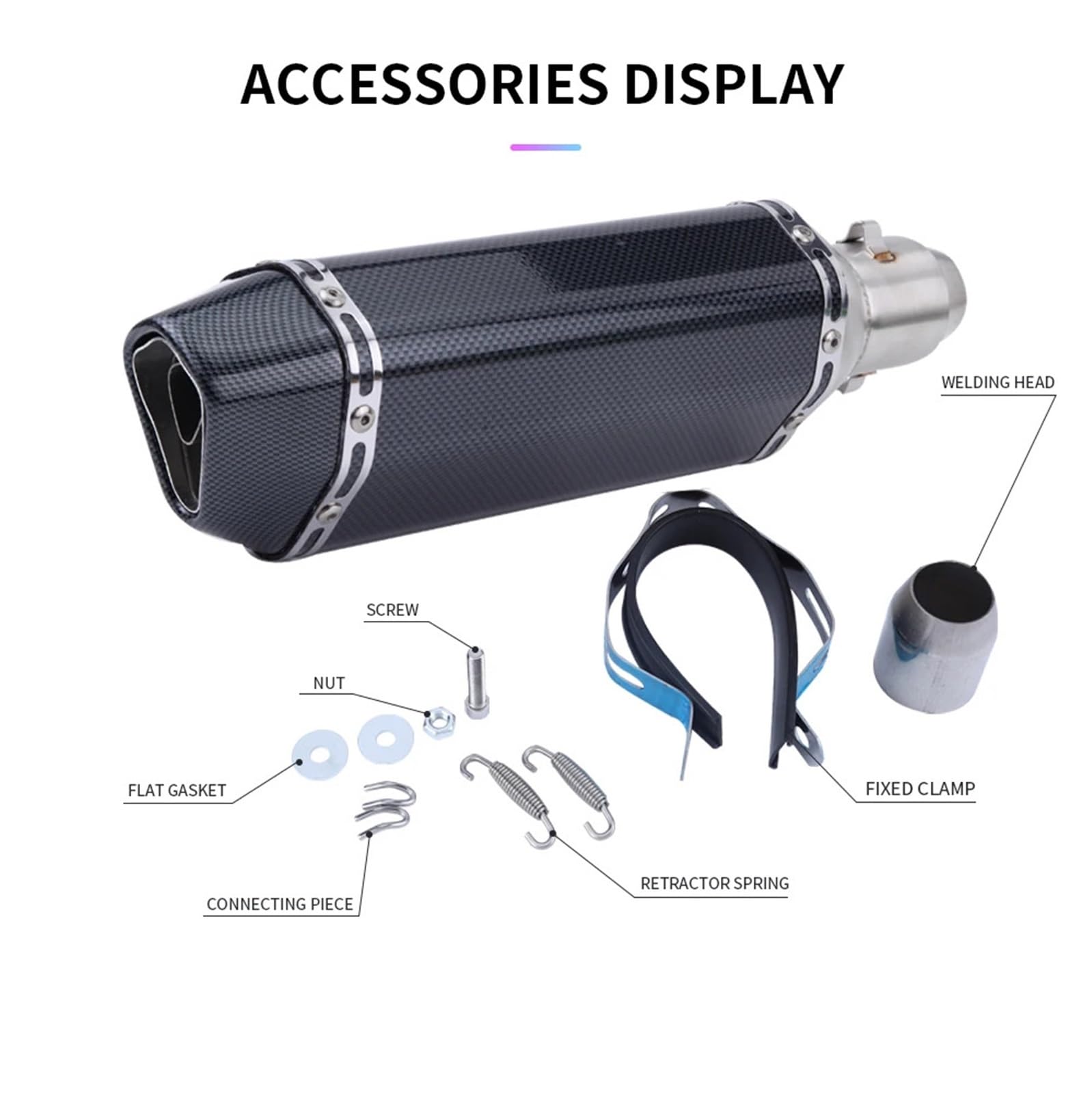 Tłumik końcowy Rura wydechowa motocykla z włókna węglowego 250cc 350cc 600cc Rura do Nmax Tmax 530 układ wydechowy samochodowy(H370mm)