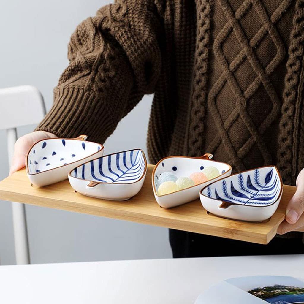 Ciotoline da Snack Piatti in ceramica a forma di foglia in stile giapponese piatti da 3,35 pollici condimenti piatto tuffati piatti di salsa di soia aceto di aceto piatti antipasti o condimento (con v
