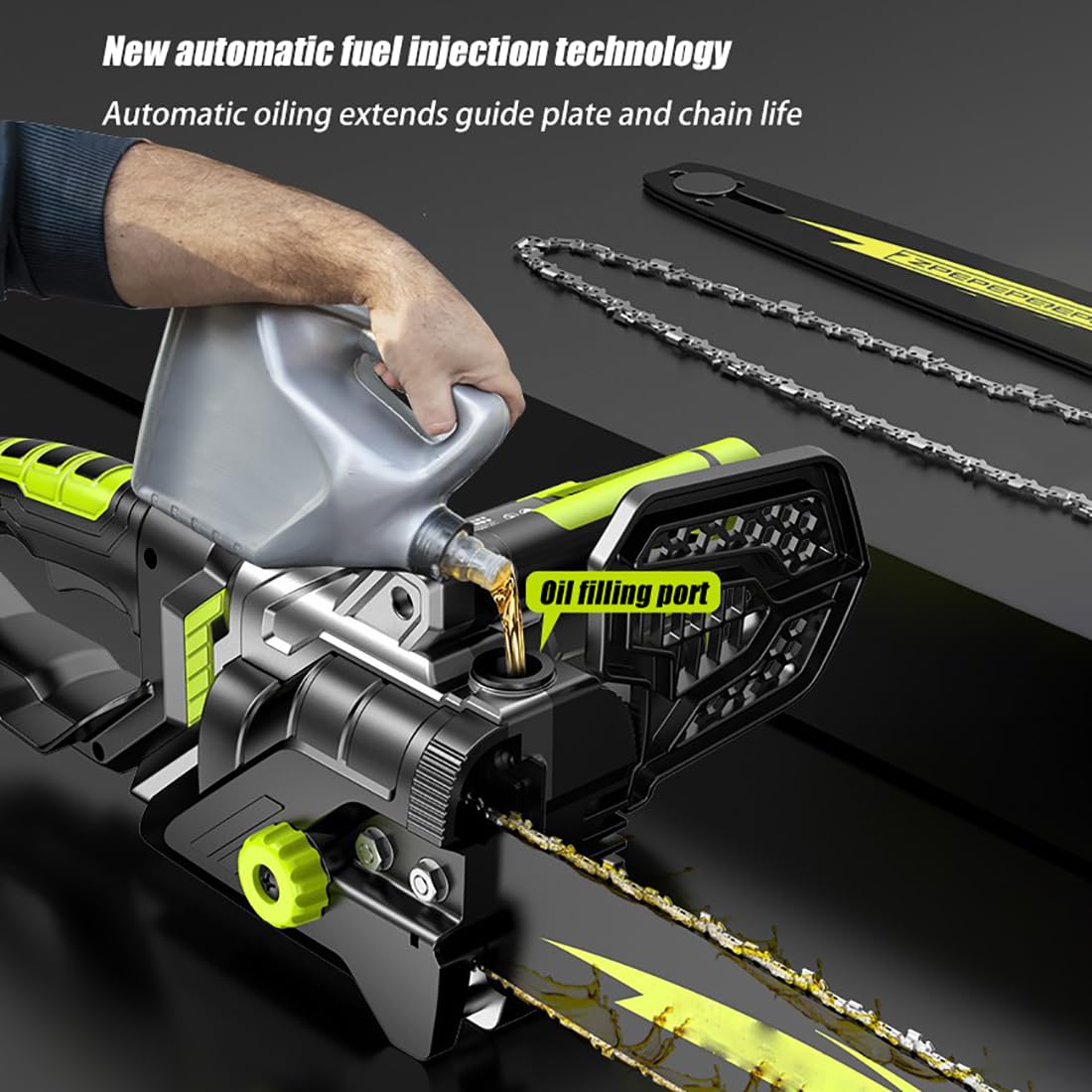 Motosierra eléctrica de 16", motosierra con cable de 3,5 kg, engrasador automático, protección contra contragolpes, tensor de cadena sin herramientas, con bloqueo de seguridad