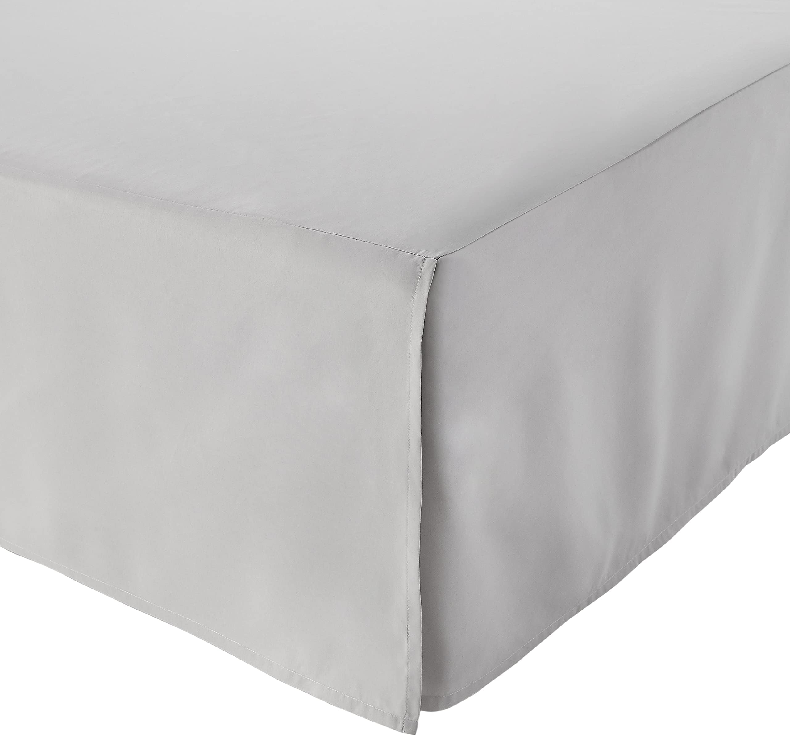 Amazon Basics Lightweight Pleated Bed Skirt - Twin, Light Grey