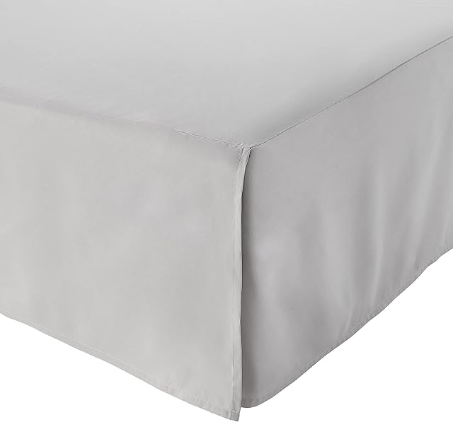 Amazon Basics Pleated Bed Skirt - King, Light Grey