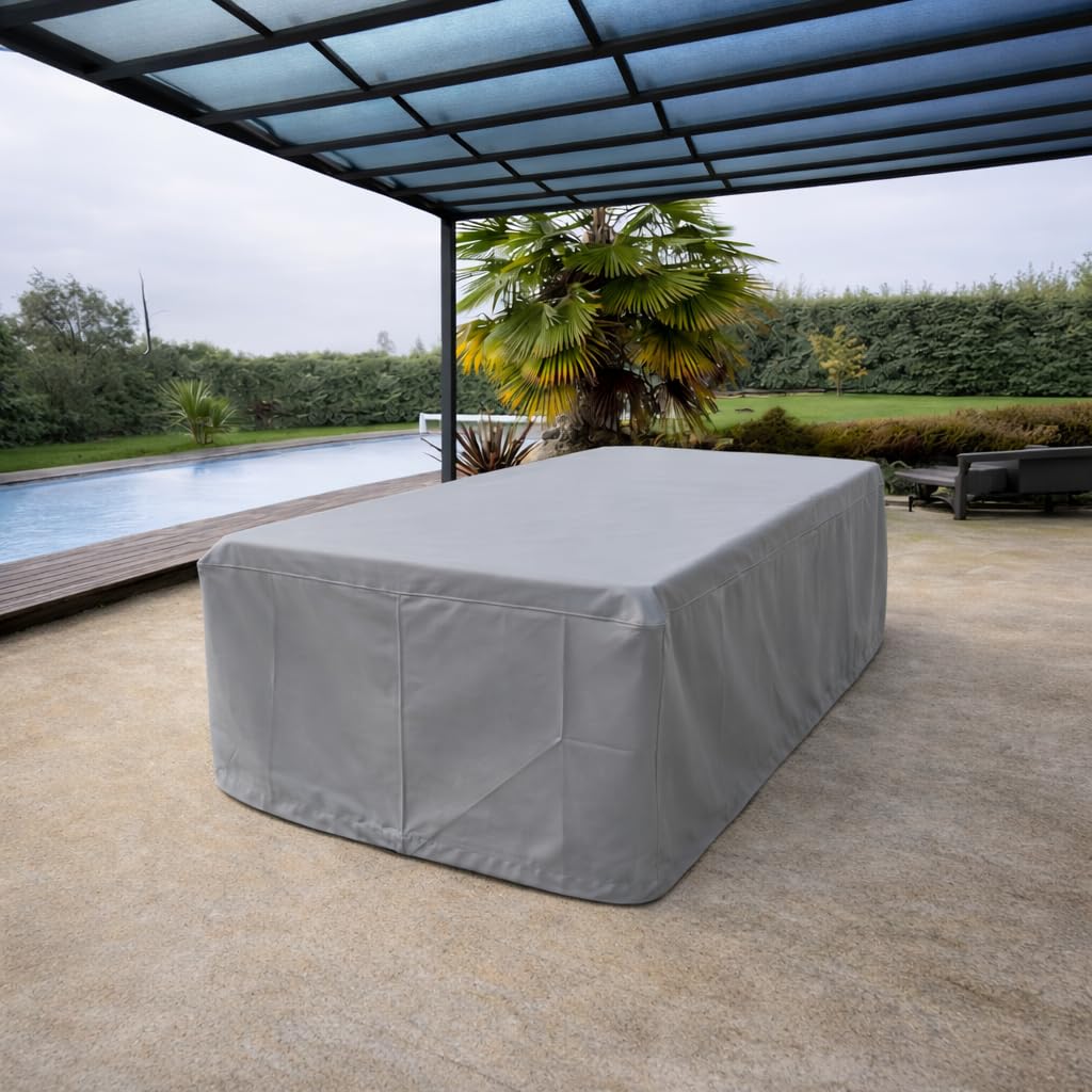 HBCOLLECTION® Housse Haute résistance 500D pour table salon de jardin Gris (270x200 H85cm)