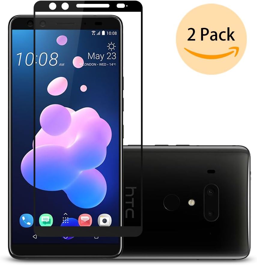 HTC U12 Plus Screen Protector,Laerion[Strengthen Twice Version][2 Pack] Full Adhesive Coverage Tempered Glass Screen Protector with 9H Anti Scratch HD Bubble Free Protective Film for HTC U12+