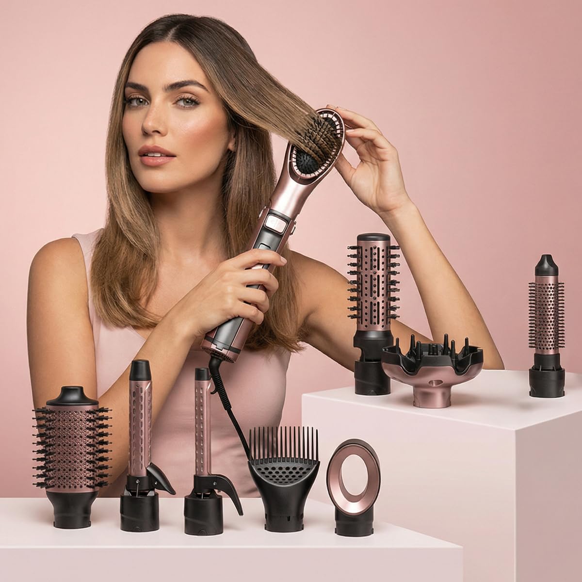 Cecotec Spazzola ad Aria Rotante 10in1 CeramicCare AirBrush Gyro. 1100W, Rotazione, Tecnologia Ionica, Rivestimento Ceramico, 3 Modalità Velocità e Temperatura, Piega Facile