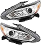 For Nissan Altima Sedan Headlights Lamps Set 2016 2017 2018 Halogen Chrome Trim Driver and Passenger Side