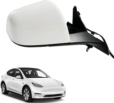 Side Mirror Right Passenger Side Car Door Mirror for Tesla Model Y 2020-2024 Auto-Dimming |Power| Heated| Power Adjustable | Memory | White(RH)-13 Pins Replacement OEM 1609791-00-D