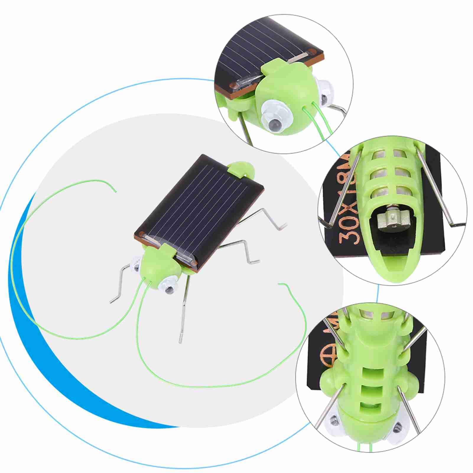 2Pc Mini Magic Solar Energy Powered Cockroach for Halloween Christmas Grasshopper Educational Kid Toy