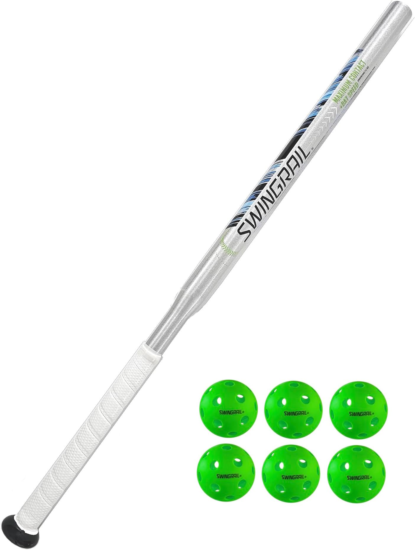 Speed Training Bat + 6 Balls - Improves Contact, Bat Speed & Hand-Eye Coordination - 30" x 12 oz Training Equipment for Hitting Practice