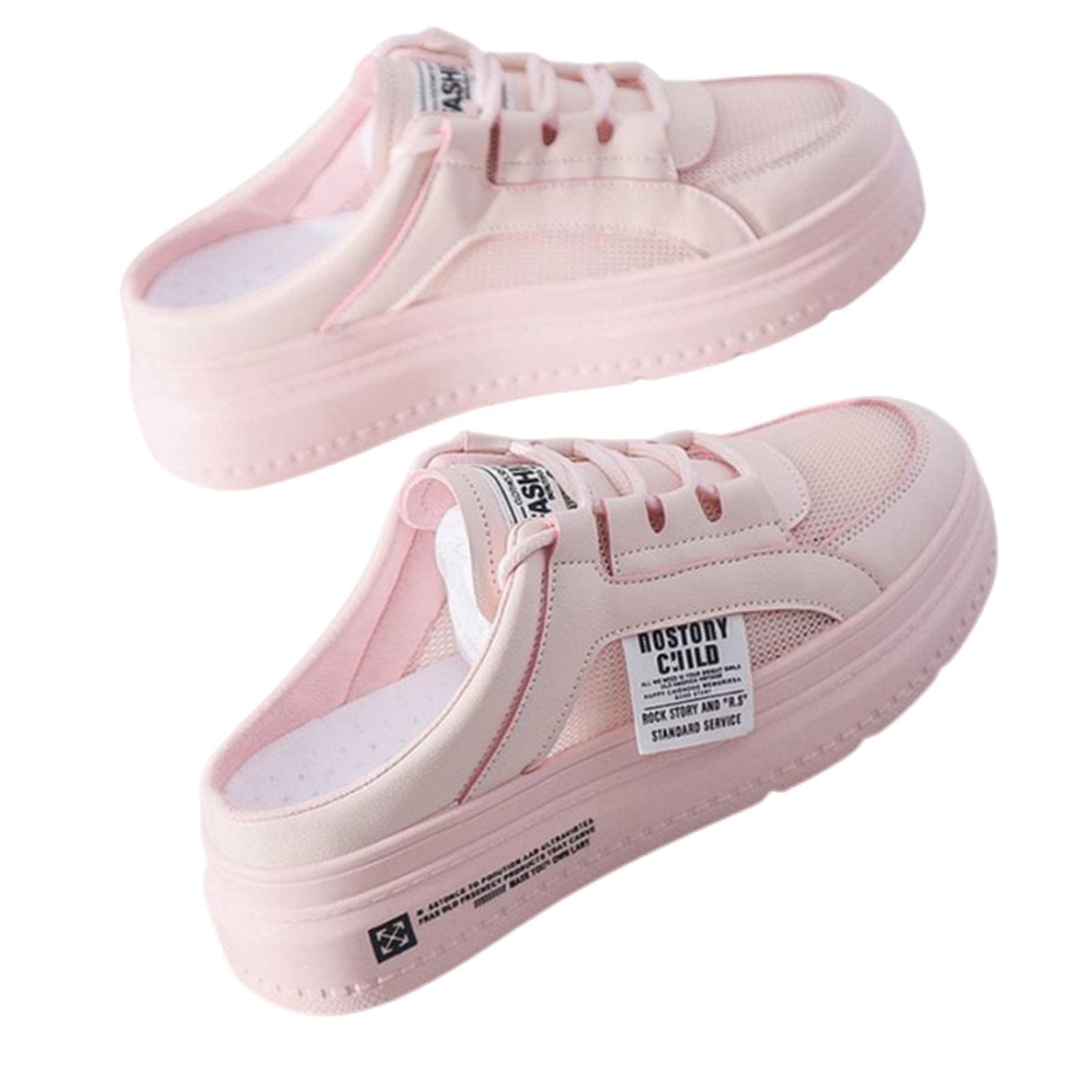 MOGSA Pantoufles pour femme - Demi-chaussons assortis à bout fermé - Pantoufles d'extérieur à plateforme - Chaussures blanches