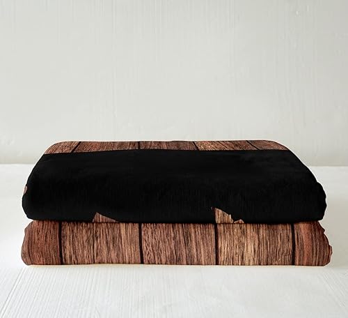 Miniatura 5 de Manta de oso negro de 50 x 60 pulgadas, manta de cama de felpa marrón rústico de madera de granja, manta de felpa de felpa de animales del bosque