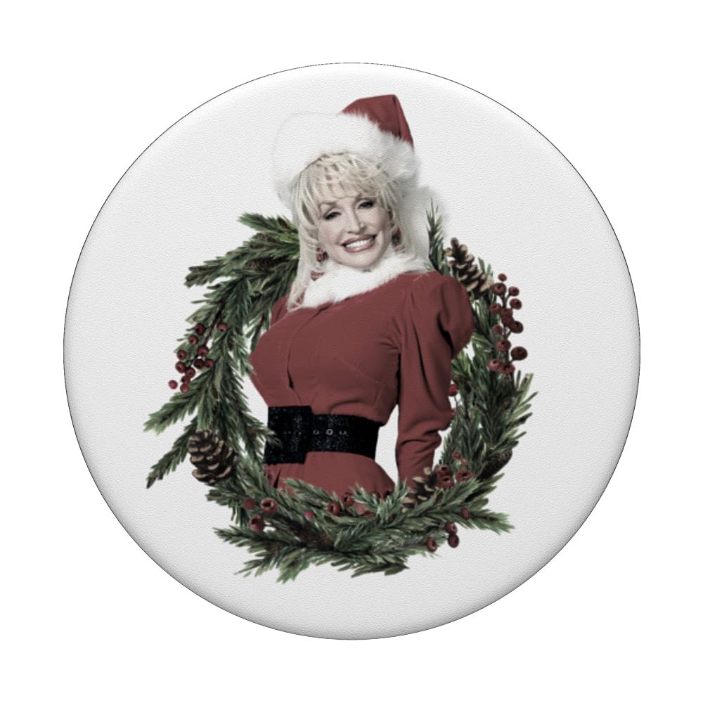 Dolly Parton Christmas Wreath PopSockets Adhesive PopGrip, Black - Image 3