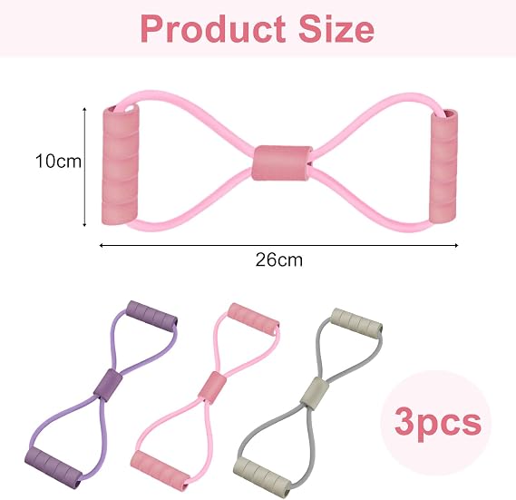 3 PCS Resistance Bands With Handle, 8-Shaped Resistance Bands, Exercise Bands for Arm Back Shoulder Stretch, Shoulder Stretch Strength Training for Women Men Home Gym Strength Training