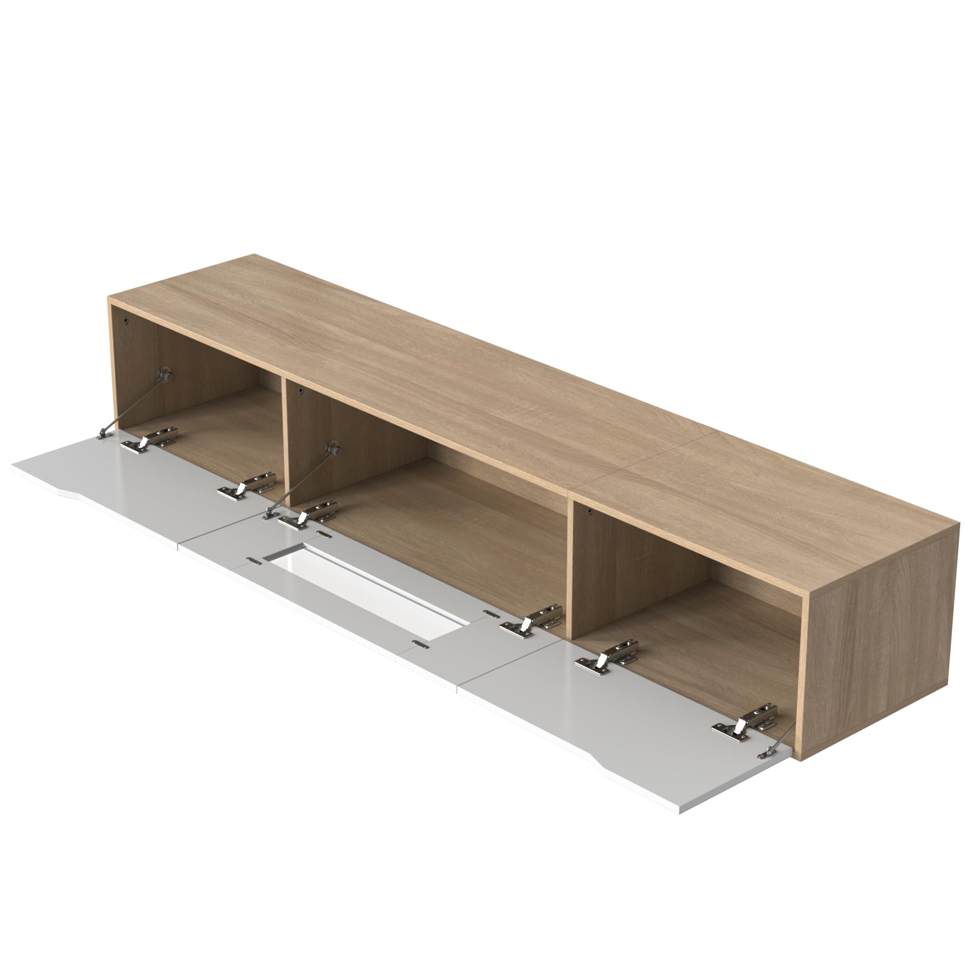 Merax Armario de TV para TV, mueble bajo colgante, mesa de salón, mueble de televisión, mesa de TV, cómoda con luz LED, mesa de TV, bancos de TV, armario colgante