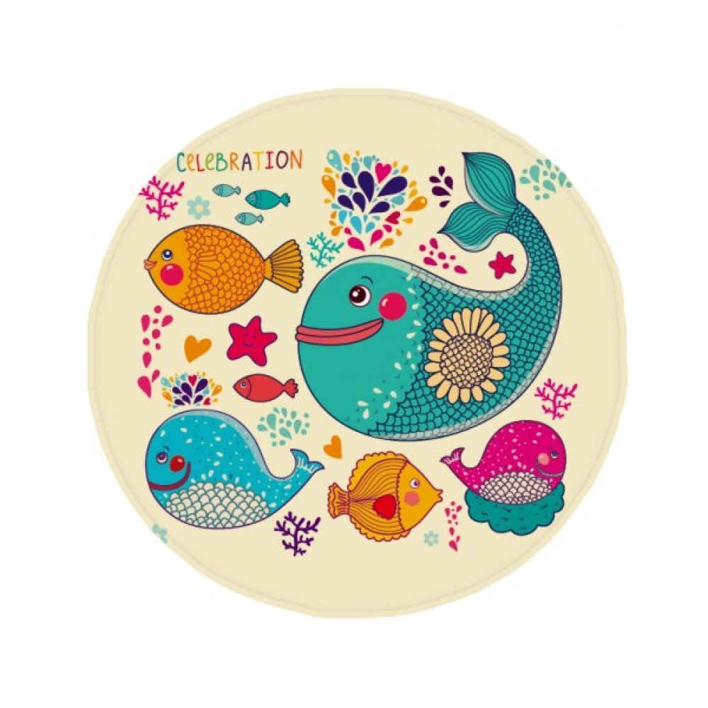 Tapis de bain rond poisson 50x50 cm DIYthinker multicolore