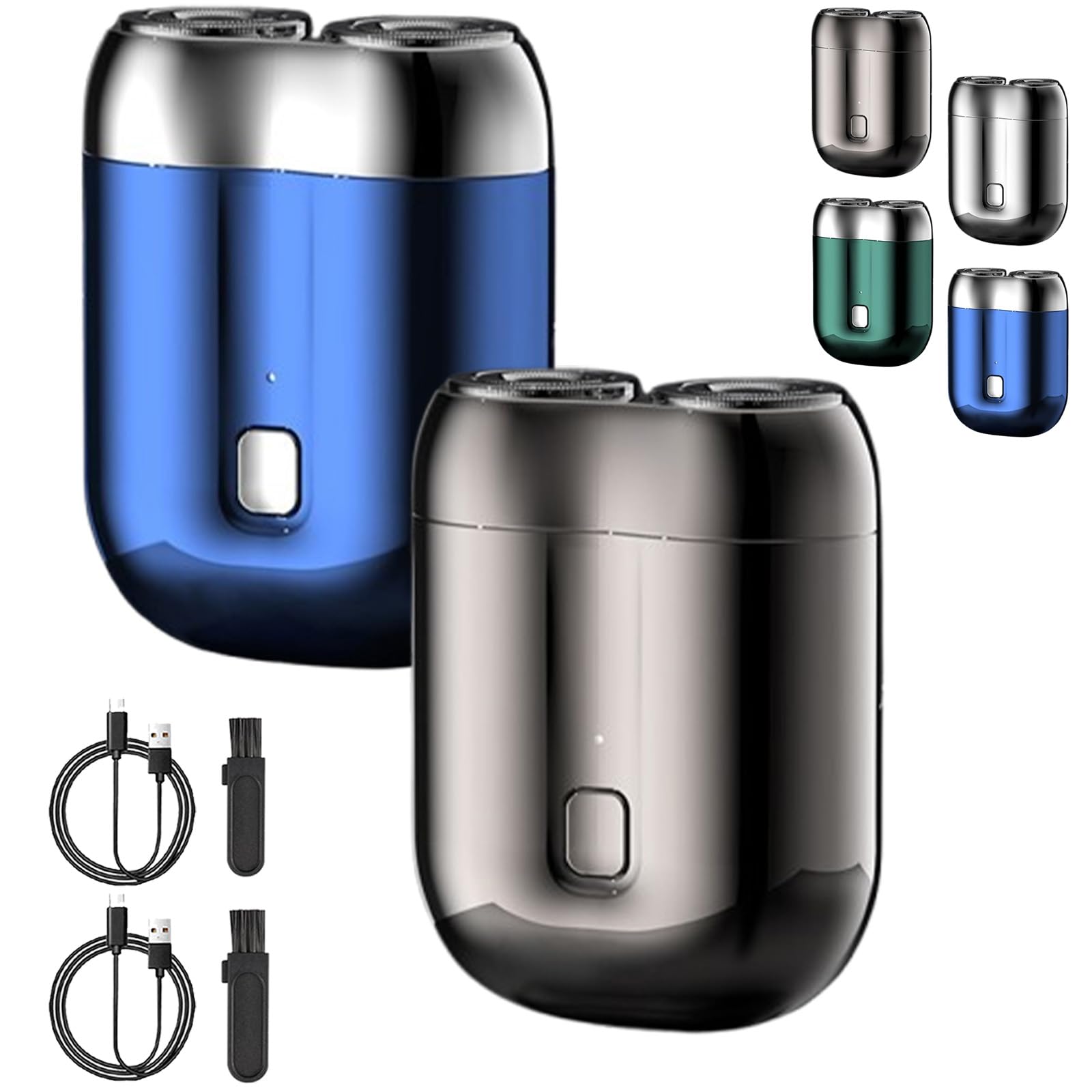 Pocket Shaver USB Mini Shavers for Men, 2025 New Upgrade Pocket Shaver USB Mini Shavers for Men, New Model Portable Rechargeable Dual-Head Wet and Dry Electric Razor (Blue+Gray)