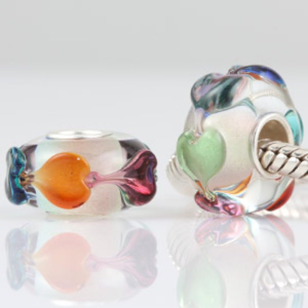 Lampwork Murano Charm 925 Sterling Silver Glass Bead Flower Pendant Leaf for DIY Charms Bracelet - Image 4