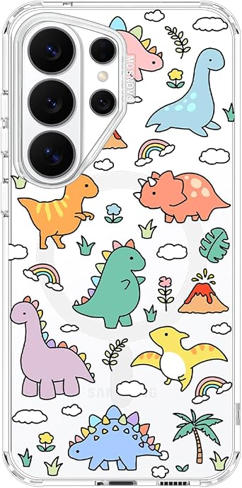 MOSNOVO for Samsung Galaxy S26 Ultra Clear Case, Fit for MagSafe, 6.6ft Military-Grade Shockproof Magnetic Protective Phone Cover,Dinosaur Land
