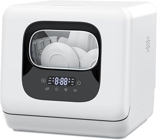 Joy Pebble Lavavajillas para encimera, 28 piezas de platosciclo, 6 programas de lavado y secado en caliente, lavavajillas con rociador doble de 360, disponible en Yaxa Venezuela