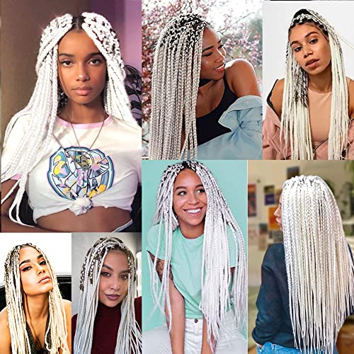 Afnote White Braiding Hair Extensions 24 Inch 3 Packs Synthetic High Temperature Jumbo Braiding Hair Twist Crochet Braids Hair For Women(60#) #TOP4