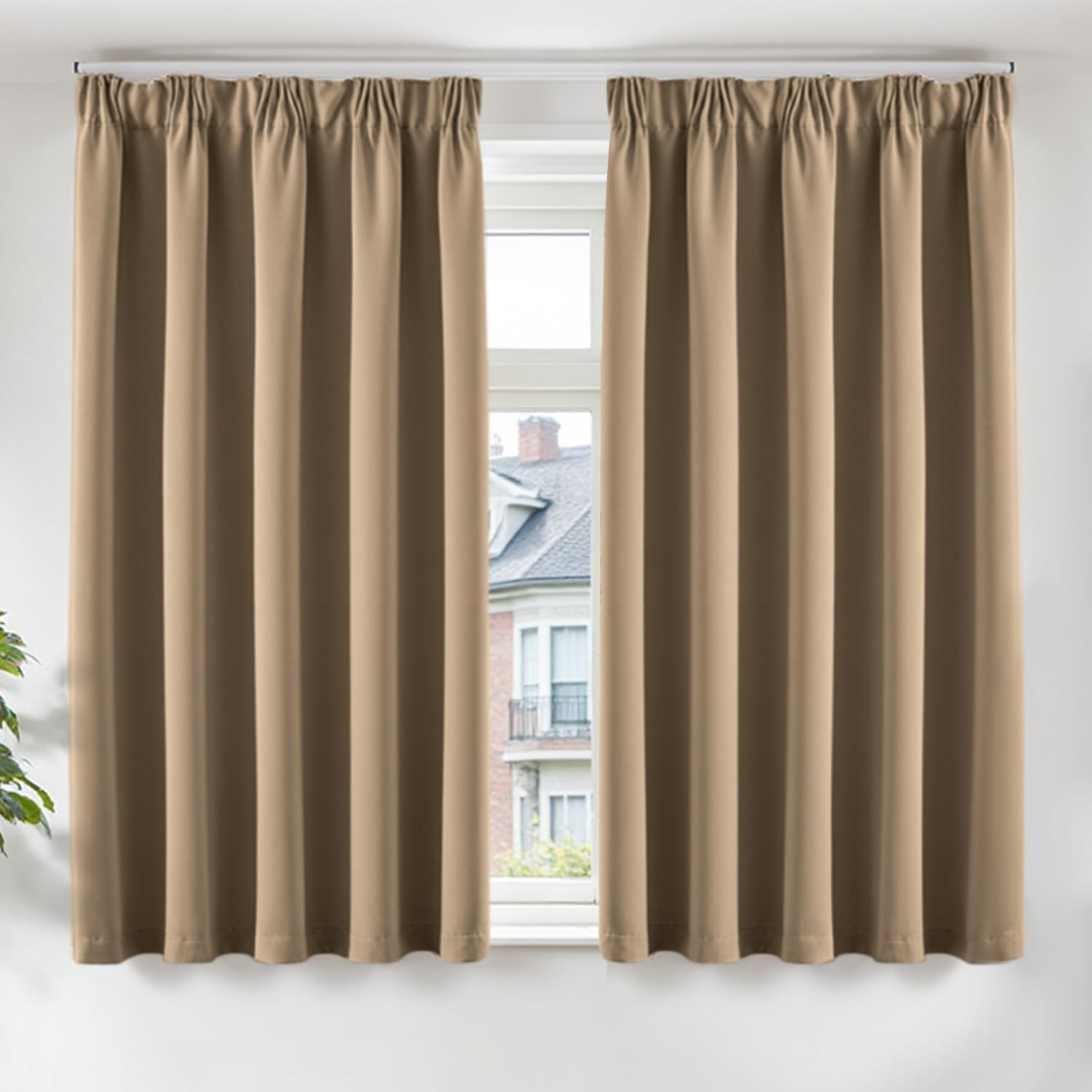 TOPICK Blackout Curtains 54 Inch for Bedroom, Kitchen, W46xL54 Inch, Taupe