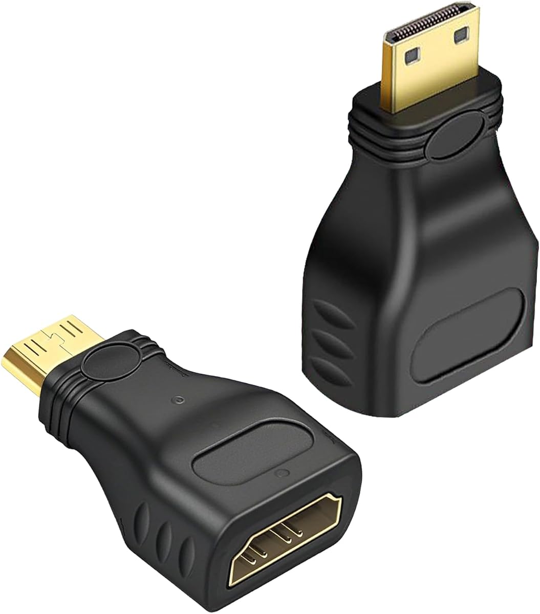2 Pack Mini HDMI to HDMI Adapter, HDMI Male to Female Converter, Mini HDMI Adapter for PS, PC,Xbox,Laptop, HDTV, Monitor,Projectors & More - Plug and Play(1080P)