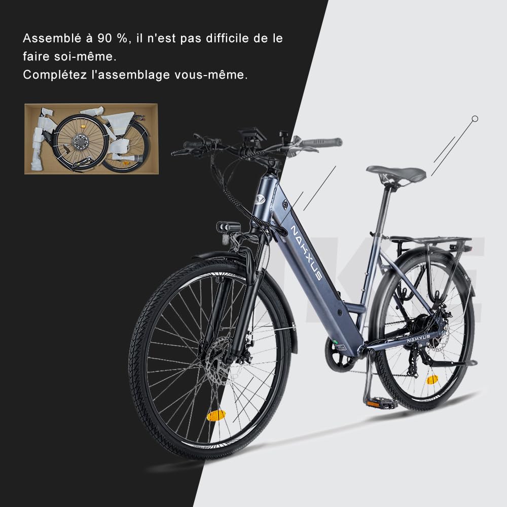 Vélo électrique 26" 26M208 E-Bike avec App, vélo de Trekking ou vélo de Ville avec Batterie Lithium 36V 12.5Ah pour Une gramde autonomie allant jusqu'à 100km,