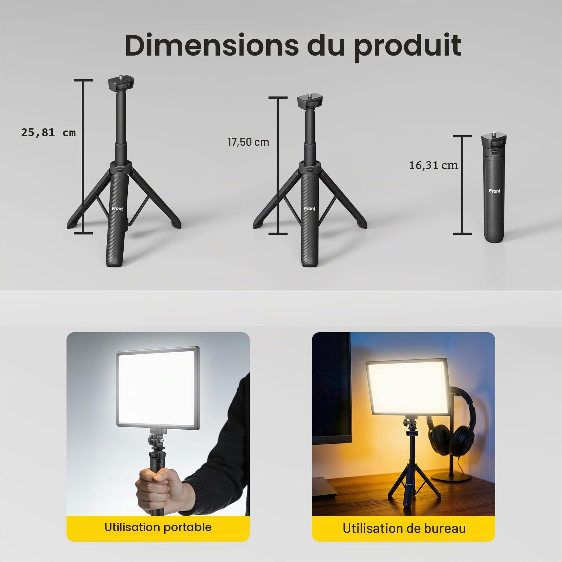 RALENO Lampe LED Vidéo, Lumière Photo Dimmable 2500-6500K CRI95+ avec Écran LCD et Batterie 8000mAh,Lumière vidéo pour Photographie en Bas Angle, Visioconférence, Streaming de Jeu et Youtube