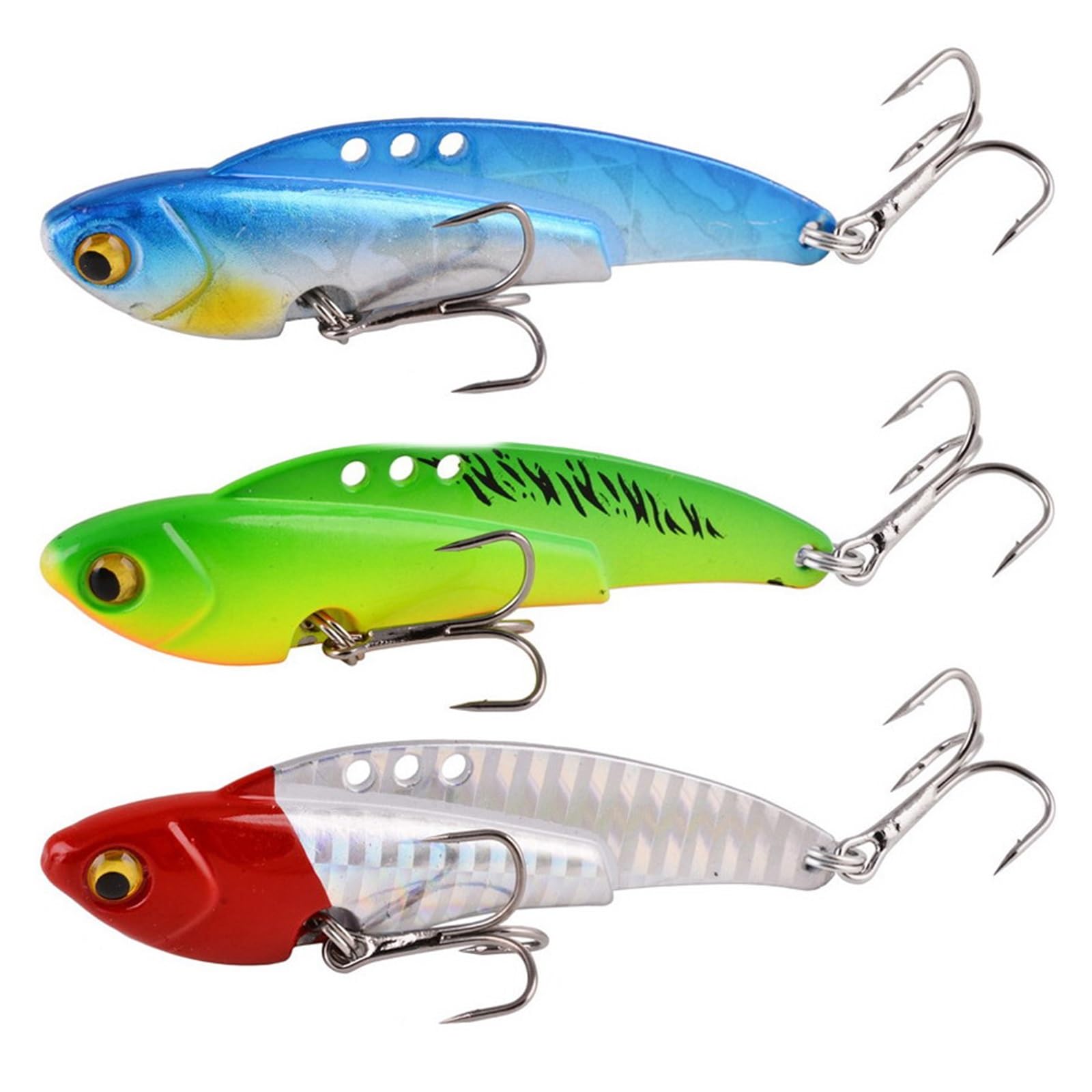XILILHC 5 Unids/Lote 3D Eyes Metal Vib Blade Señuelo 13g 18g 25g 30g Hundimiento Vibración Cebos Artificial Vibe For Lubina Señuelos De Pesca De Perca