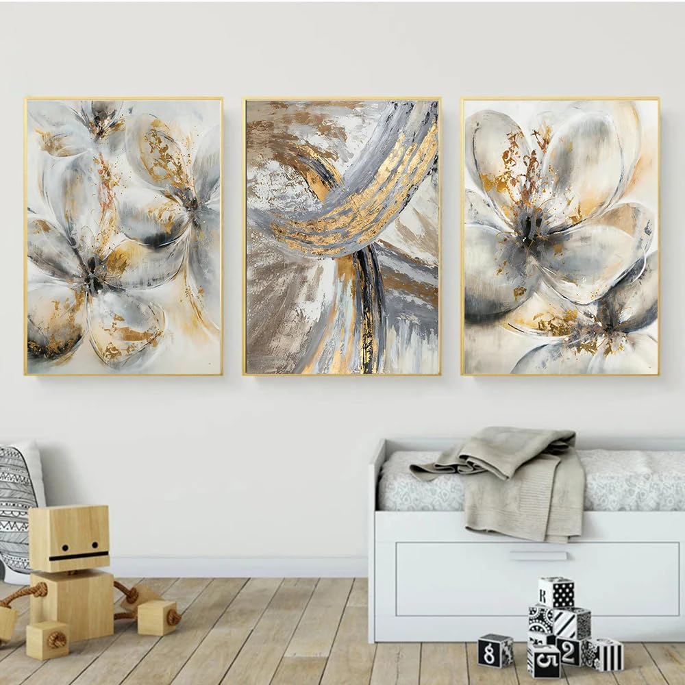 WBYZAC Botanical Posters-Abstract Scandinavian Flower Canvas Wall Art Print Painting Nordic Floral Poster Picture for Living Room Kitchen Office Home Decoration-60 * 80cm*3PCS (No Frame)
