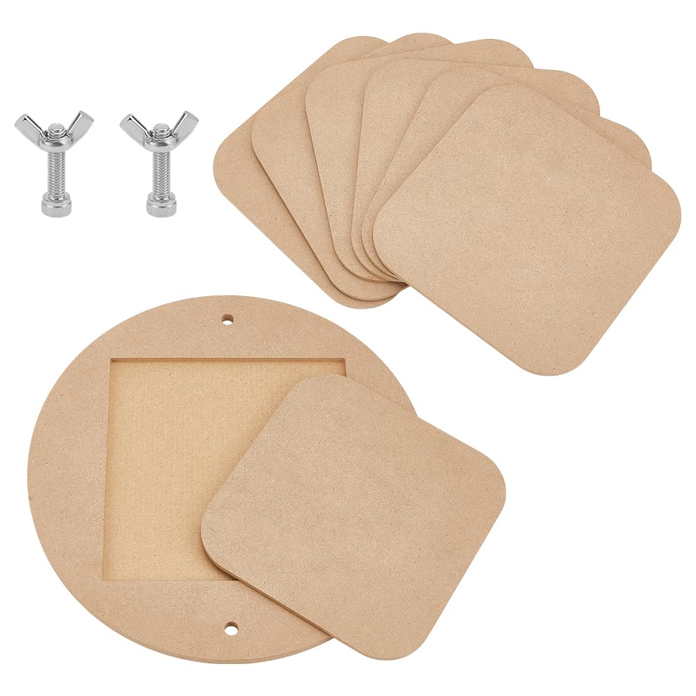 PH PandaHall Pottery Bats System Kit, Inner Bat for Pottery Wheel 30cm Round Portable Clay Wedging Board with 6pcs Square Pads Clay Throwing Bats for Artists Studio & Home Pottery Projects