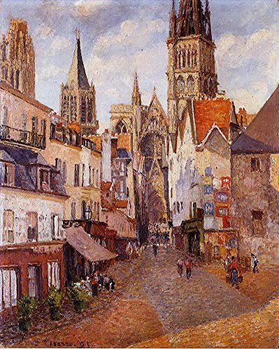 Peinture à l'huile sur toile rue de l'épiciere rouen Camille Pissarro