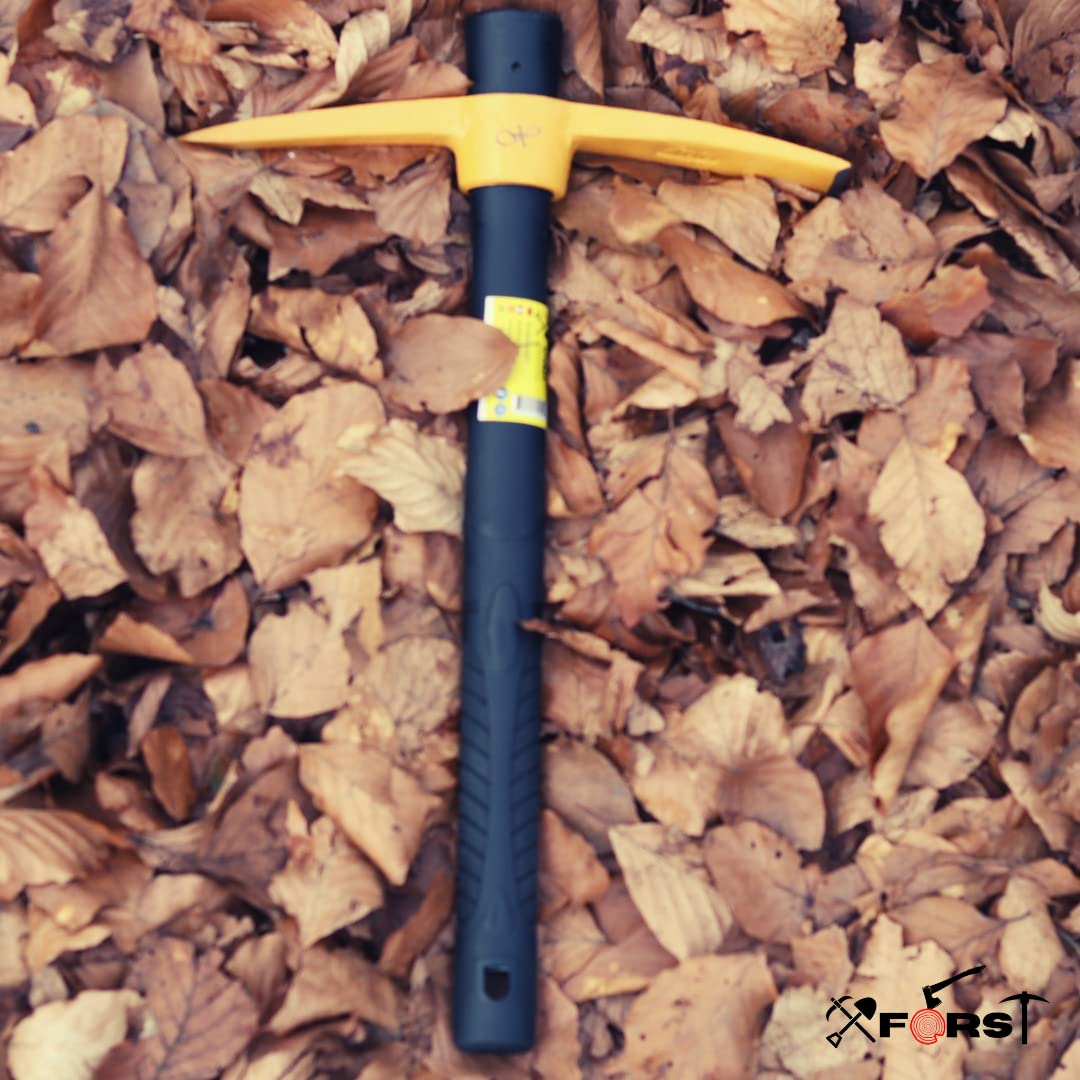 Xforst Piccone da Scavo - Martellina con Manico in Fibra di Vetro Resistente. Piccone Compatto per Giardino, Campeggio o Rilevamento Metalli, con Testa in Acciaio Forgiato. Modello X-PF45.