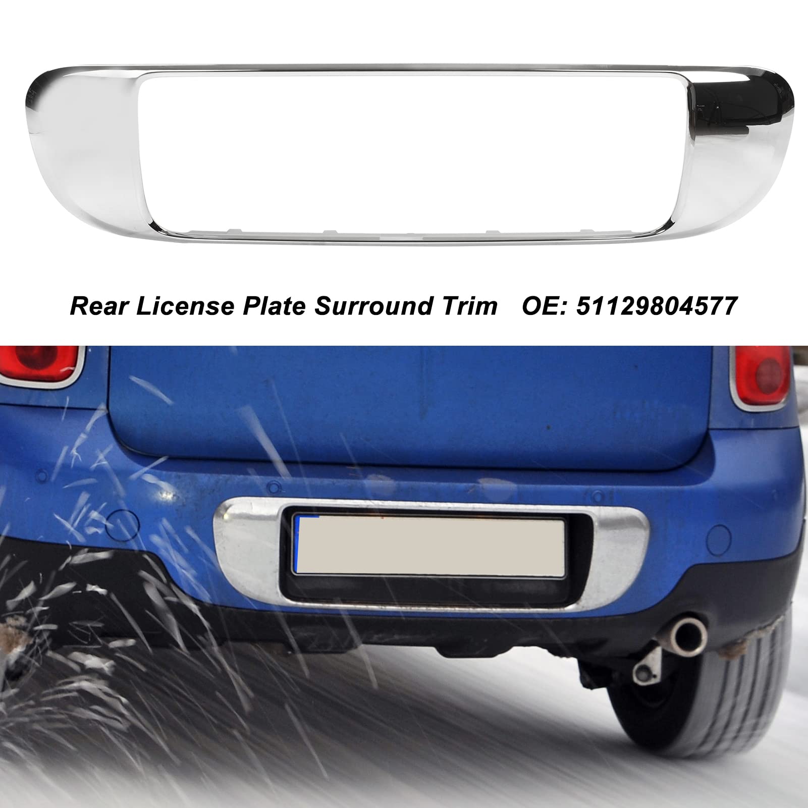 Fockety Cornici per Targa, 5112980457 Copri targhetta Auto Compatibile con Cooper Base Countryman R60 2010-2016, Rivestimento Pannello Posteriore Auto