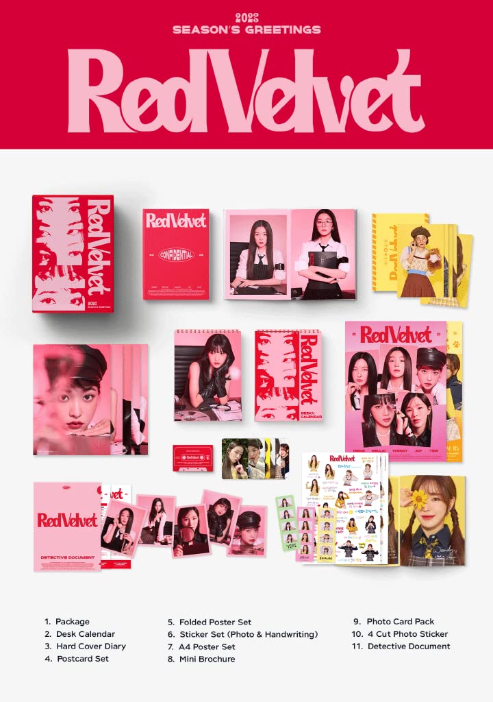 Paquete SM Ent 2023 Season's Greetings Package+Calendario de escritorio+Diario de tapa dura+Sobre+Postal+Cartel plegable en el paquete+Pegatina+Mini Folleto+Tarjeta fotográfica transparente+Tarjeta