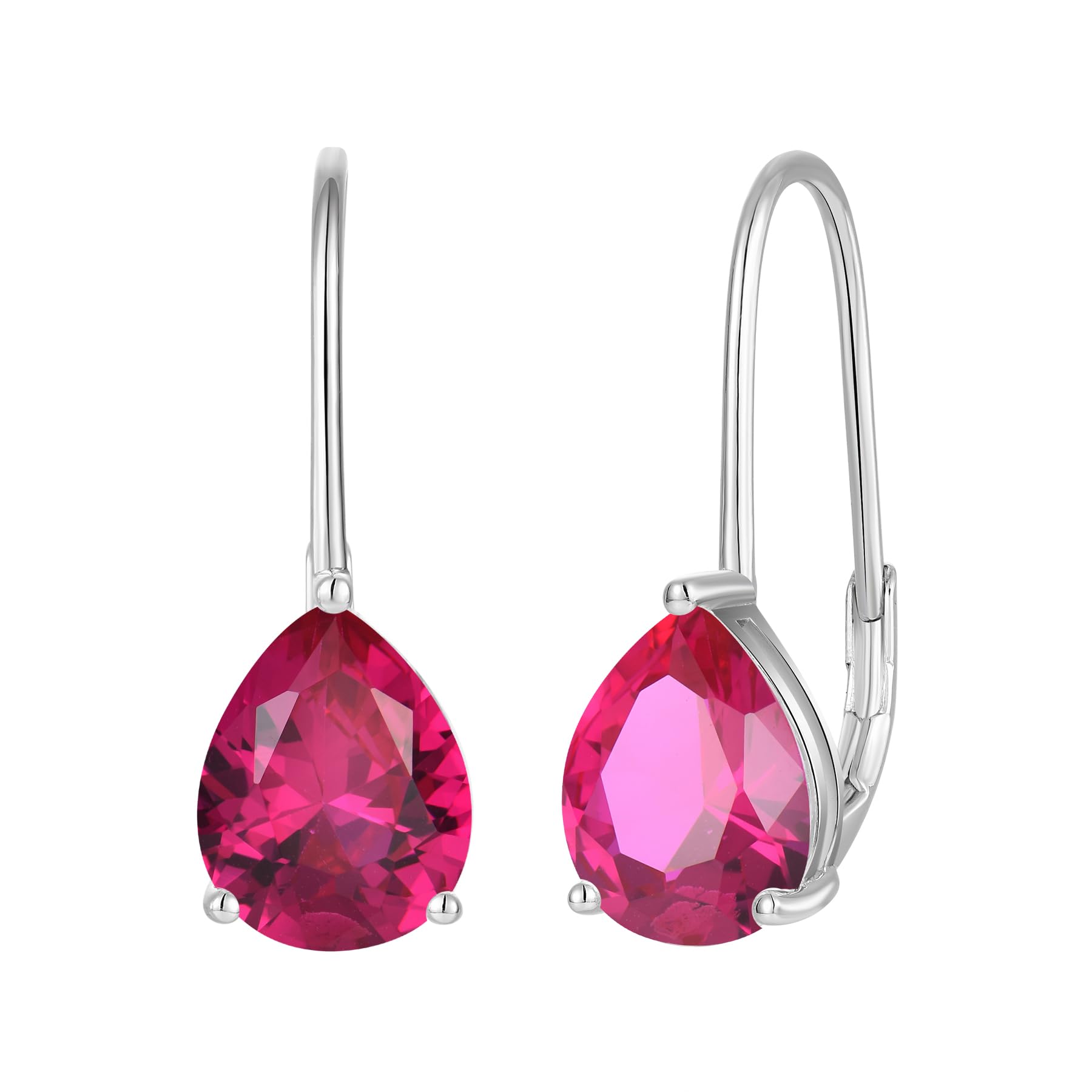 JO WISDOM Pendientes de aro de plata de ley 925 con piedra natal y circonita cúbica para mujer
