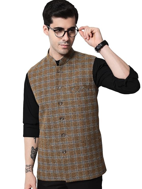 Image of DEIFIC Men's Export-Quality Indian Traditional Nehru Jacket /Waistcoat