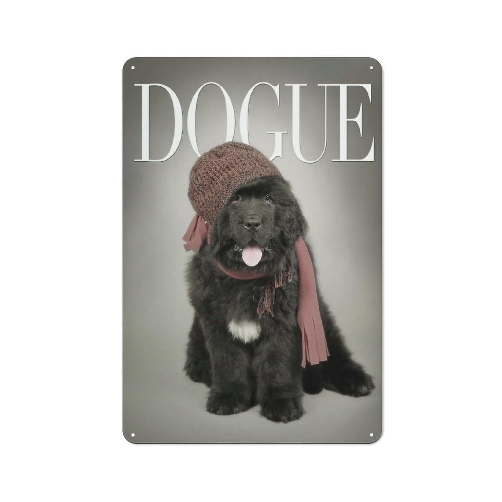 Junmoney Style Warehouse Tin Wall Sign 30X20cm Featuring Newfie Dogue, Loft Wall Plaque For Loft, Studio, Office Or Creative Room
