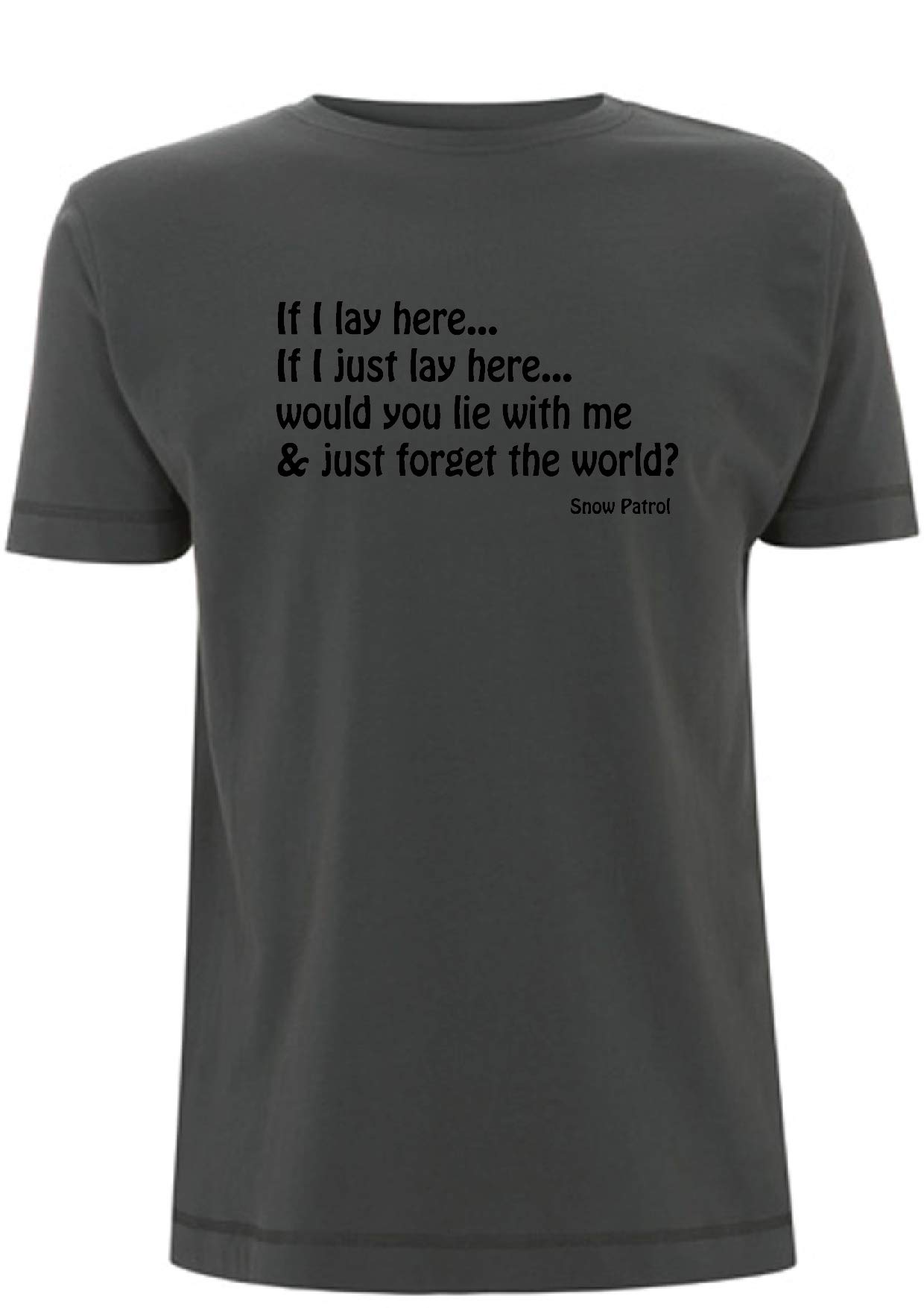 Time 4 Tee Snow Patrol T Shirt If I just Lay here Would You Lay with me and just Forget The World Chasing Cars Gig Band Song Lyrics Quote (Large, Grey)