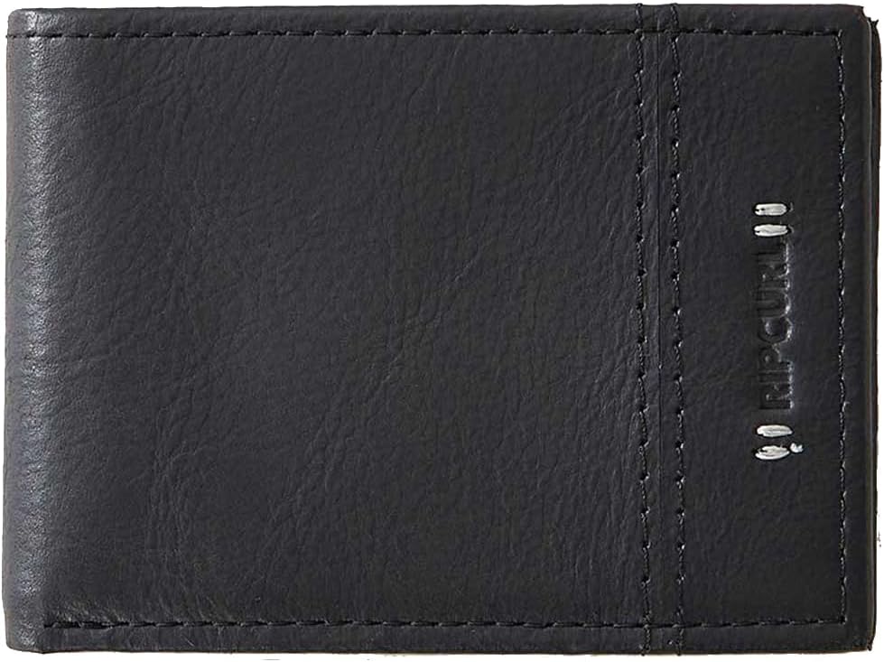 RIP CURL Stacked RFID Slim Leather Wallet in Black, Black, Classic