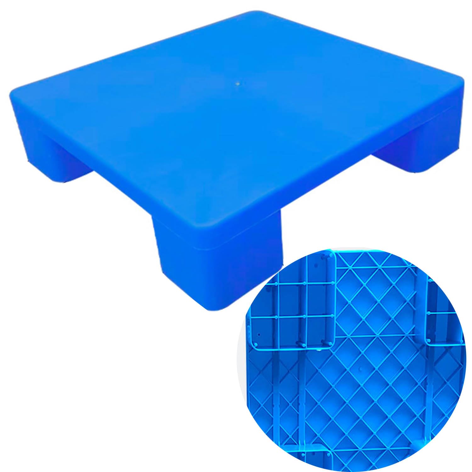 Pallet in plastica - Scaffale di stoccaggio Leggero e impilabile per Magazzino, Pallet da Pavimento in polietilene Resistente e Facile da impilare, Soluzione di stoccaggio Ideale (Blu 50x40x12 cm)