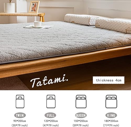 Miniatura 5 de Colchón futón portátil que mantiene el calor colchón japonés enrollable cubrecolchón plegable tatami tapete tatami con almohadilla elástica